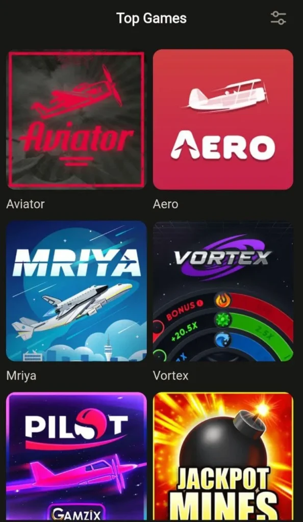 Search for Aviator game in the casino section