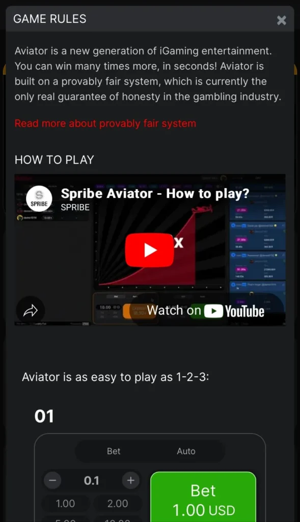 Learn the Aviator rules