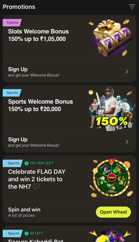 Welcome bonuses