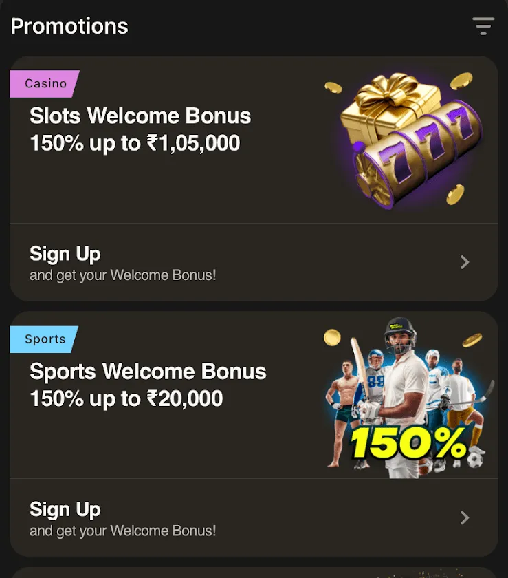 Welcome Bonuses for Indian players