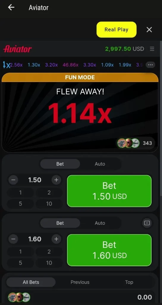 Play Aviator game for real money 