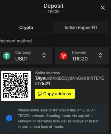  Make a deposit with crypto
